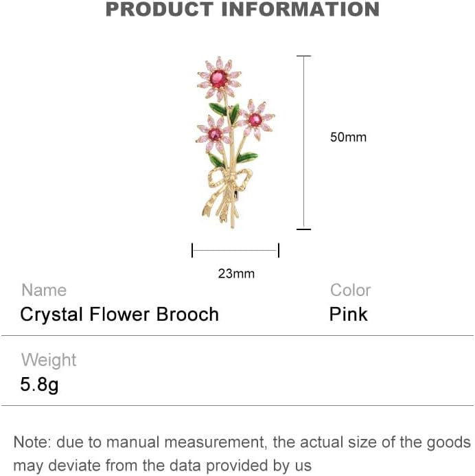 14K Gold Daisy Brooch with Crystal Inlay - Bright Bouquet Flower Crystal Brooch,Ideal Gift for Her on Special Occasions