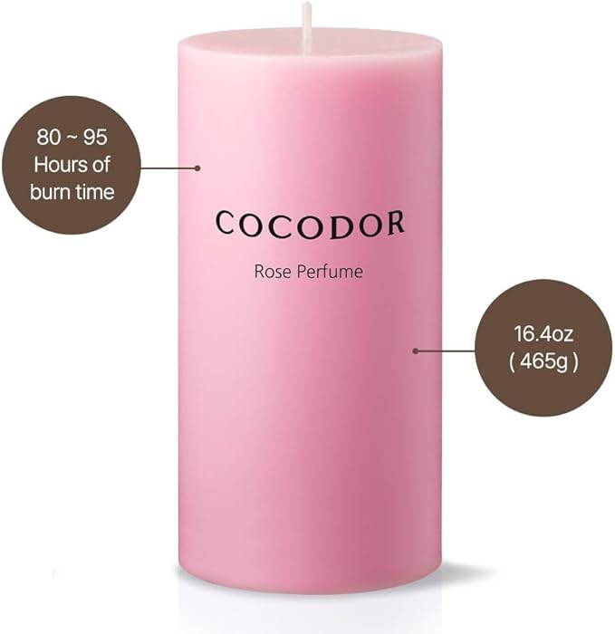 COCODOR Scented Pillar Candles, 3x6 Inch, Refreshing Air, Candle Set of 3, Long Buring 85 Hours, Candles for Weddings, Party, Dinner, Home Decor.