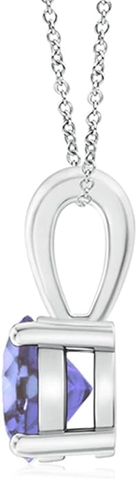 Angara Natural Tanzanite Solitaire Pendant for Women | Round Tanzanite Solitaire Pendant Necklace in 14K Solid Gold/Silver/Platinum With 18" Chain | December Birthday, Gemstone Jewelry Gift