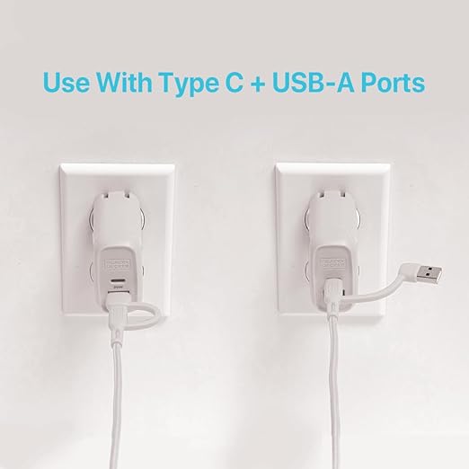 BLACK+DECKER USB C Multi Charging Cable, Fast Multi Charger Cable w/Adapter, Braided 2 in 1 Multiple USB Cable, Universal Charging Cord w/Type C/USB Adapter for iPhone 16 15/Samsung/LG/Tablets/More