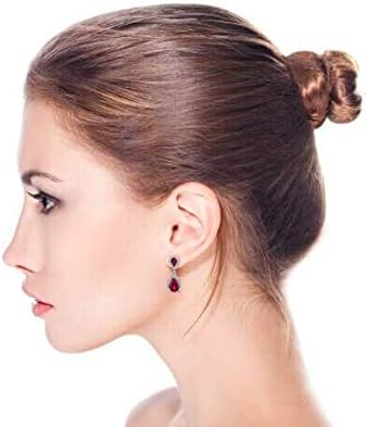 Vintage Style Bridal Cubic Zirconia Simulated Gemstone AAA CZ Halo Dangle Teardrop Chandelier Clip On Earrings For Women Silver Rose Gold Plated in Black Purple Blue Red Rose Pink Green Clear