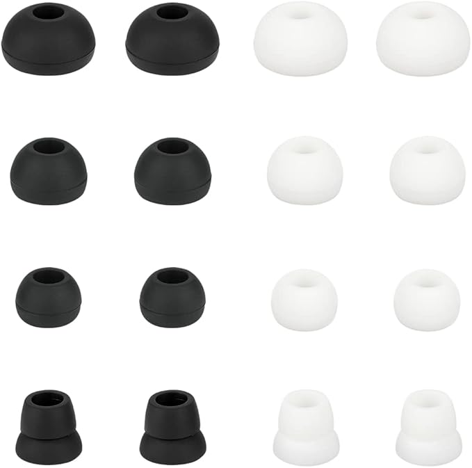 Replacement Earbud Tips Silicone Ear Tips Earbuds Buds Set Compatible with Powerbeats 1/2/3 Wireless Beats by Dre Headphones,8 Pairs Earbud Cap(Black+White)