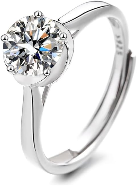 S925 Sterling Silver 0.5 Carat Natural Diamond Adjustable Ring | D-color Ideal Cut VVS1 Clarity | Elegant Simplicity | Engagement Ring for Her