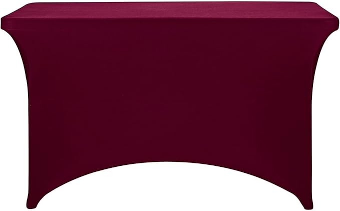 FORLIFE 2Pack Spandex Table Covers，Fitted Tablecloth for Rectangular Tables, Stretch Patio Table Covers, Universal Spandex Table Cover for Wedding, Banquet, Party (4ft, Burgundy)