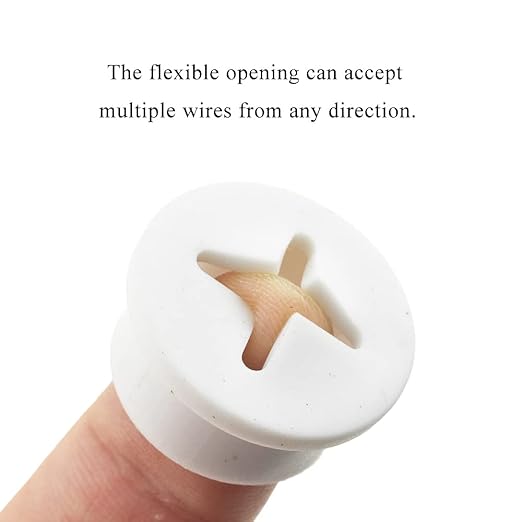 HAHIYO 4Pcs 0.8Inch/20mm White Flexible Rubber Desk Grommet Wire Grommet Cable Management Cord Hole Cover Desk Wire Hole Insert Wire Organizer for Computer Office Home School Equipment Systems