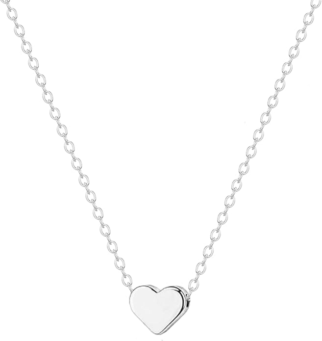 Zeffy Cute Heart Necklace 18k Gold/Silver Plated Tiny Heart Pendant Choker Necklaces Gold Love Heart Chain Necklace for Women Dainty Gold Jewelry Valentines Day Gifts for Women Girls Teen Girls