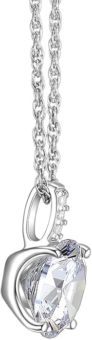 MISS MIMI Solitaire Cubic Zirconia Necklace for Women, 1–3 CT Round,Heart,Princess Cut CZ Options, Bezel or Prong Set in 925 Sterling Silver, Adjustable 16–20" Minimalist Everyday Jewelry