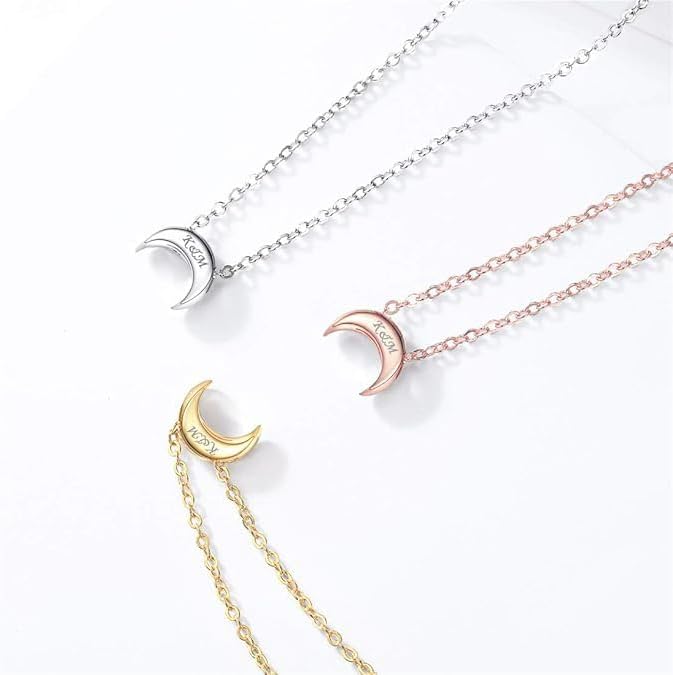 ChicSilver Personalized 925 Sterling Silver Dainty Small Heart/Star/Moon/Dot/Triangle Pendant Necklace for Women, Silver/Gold/Rose Gold/Black (with Gift Box)
