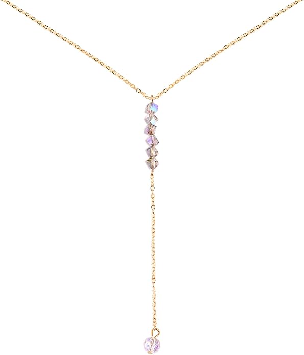 Necklace for Women, Dainty Long 14K Gold Y-Shaped Necklace Jewelry Trendy Beaded Layered Chain Drop Necklaces Jewelry Women Gifts
