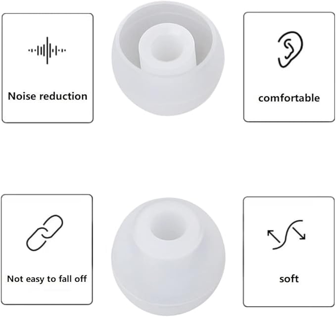 36 Pieces Large Earbud Tips Soft and Comfortable Ear Bud Replacement Pieces Silicone Fit Most in-Ear Headphones，Inner Hole 3.8mm -5.5mm，Large Clear White Replacement Earbuds Silicone Tips