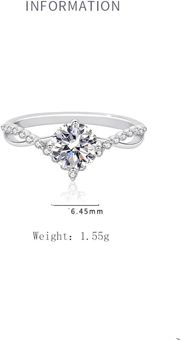S925 Womens Silver Ring with D-color VVS1 Clarity Diamond | Unique and Elegant Style for Romantic Proposals | Diamond Engagement Ring for Her