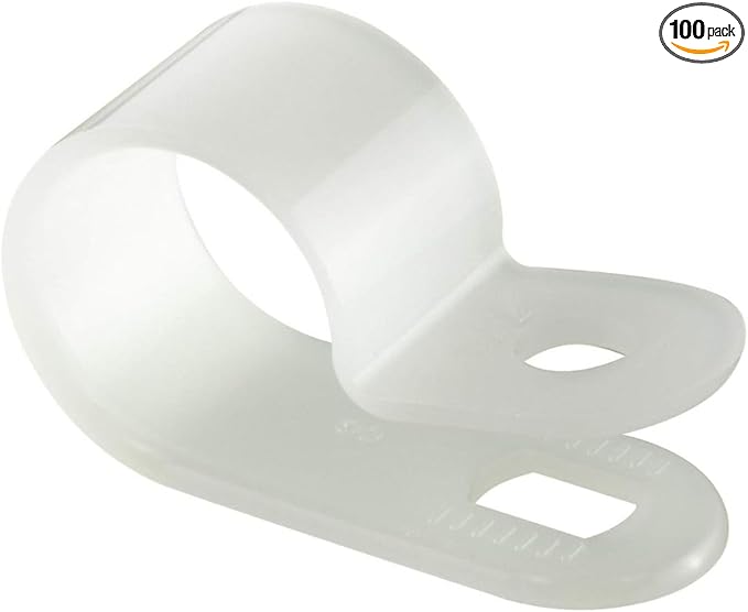 GTSE White Nylon Plastic Cable Clamps, 1/2" Screw Mounts for Cable, Rope, Tube Management, 100 Pack