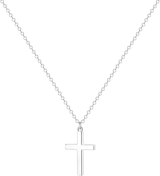 Zeffy Cross Necklace for Women,18K Gold/Silver Plated Tiny Cubic Zirconia Cross Pendant Necklace for Women Simple Layered Cross Necklaces for Women