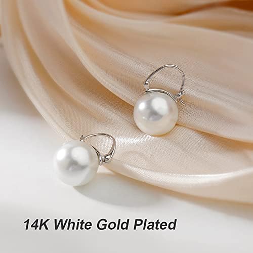Pearl Earrings for Women 14K Gold Plated Hypoallergenic Pearl Earrings 5A Cubic Zirconia Dangle Earrings Elegant Jewelry
