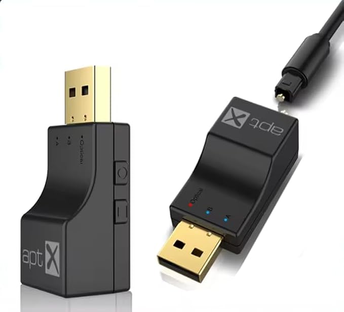 USB Optical Wireless Bluetooth Transmitter 2 in 1 Audio Transmitter Adapter Low Lantency APTX aptX-Adaptive/HD/LL Multi-Point HiFi Wireless Adapter for PS4/3 Xbox TV PC