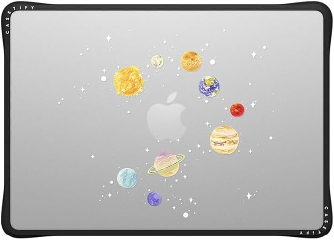 CASETiFY Impact MacBook Air 13.6" (M2-M4) Case [Cushioned Impact Corners/Scratch-Resistant/Anti-Slip Grip] - Solar System - Clear Black