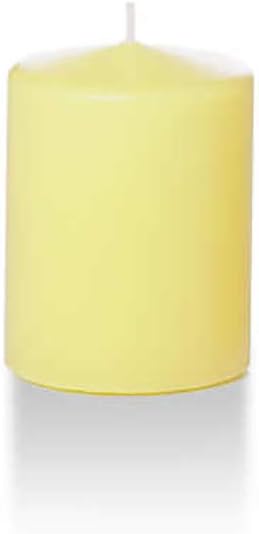 yummi 2.25" x 3" Buttercup Yellow Slim Round Pillar Candles - 4 per Pack