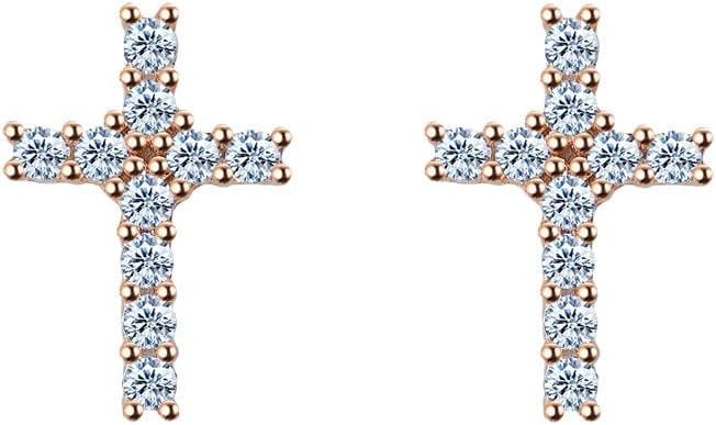 S925 Silver Diamond Cross Stud Earrings for Him, Hip-Hop Unisex Style, Fashion Forward Accessory, Stud Diamond Earrings for Women