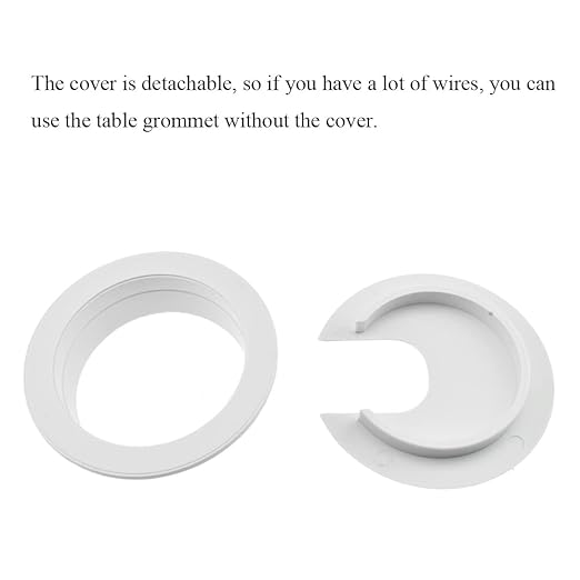 HAHIYO 2Pcs 2Inch/50mm White ABS Plastic U-Shaped Desk Grommet Wire Grommet Cable Management Cord Hole Cover Desk Wire Hole Insert Wire Organizer for Computer Office Home School Equipment Systems