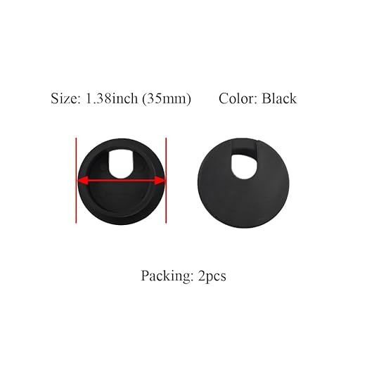 HAHIYO 2Pcs 1.38Inch/35mm Black ABS Plastic U-Shaped Desk Grommet Wire Grommet Cable Management Cord Hole Cover Desk Wire Hole Insert Wire Organizer for Computer Office Home School Equipment Systems