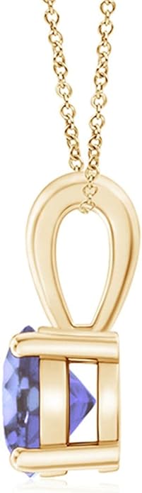 Angara Natural Tanzanite Solitaire Pendant for Women | Round Tanzanite Solitaire Pendant Necklace in 14K Solid Gold/Silver/Platinum With 18" Chain | December Birthday, Gemstone Jewelry Gift