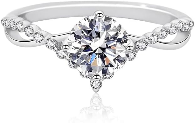 S925 Womens Silver Ring with D-color VVS1 Clarity Diamond | Unique and Elegant Style for Romantic Proposals | Diamond Engagement Ring for Her