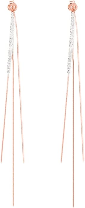 SLUYNZ 925 Sterling Silver CZ Dangle Earrings Chain for Women Teens Long Dangle Earrings Tassel with Snake Chain Backs