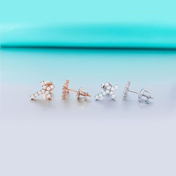 S925 Silver Diamond Cross Stud Earrings for Him, Hip-Hop Unisex Style, Fashion Forward Accessory, Stud Diamond Earrings for Women
