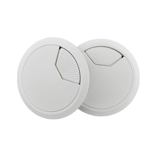 HAHIYO 2Pcs 3.15Inch/80mm White ABS Plastic Sector-Shaped Desk Grommet Wire Grommet Cable Management Cord Hole Cover Desk Wire Hole Insert Wire Organizer for Computer Office Home Equipment System