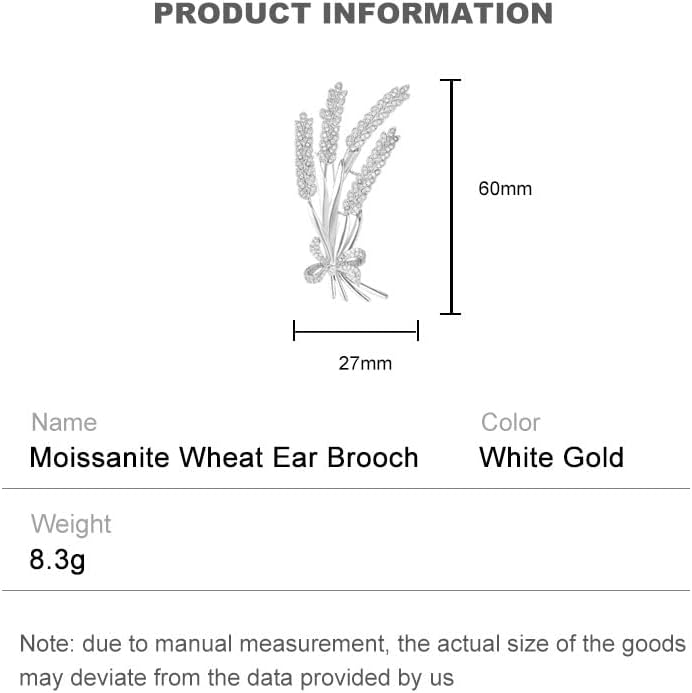 Handmade 14K Gold Bow and Ear Design Brooch, Pastoral Elegant Wheat Design Moissanite Corsage, Delicate Gift for Her