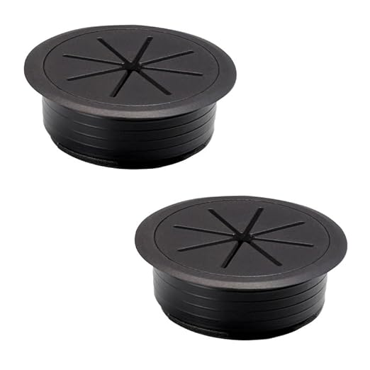 2 Pcs Desk Grommet 2" / 50 mm, Desk Hole Cover for Cables Black, Cable Grommet ABS Plastic, Desk Hole Grommet for Home & Office Pc, Detachable Cable Cord Organizer