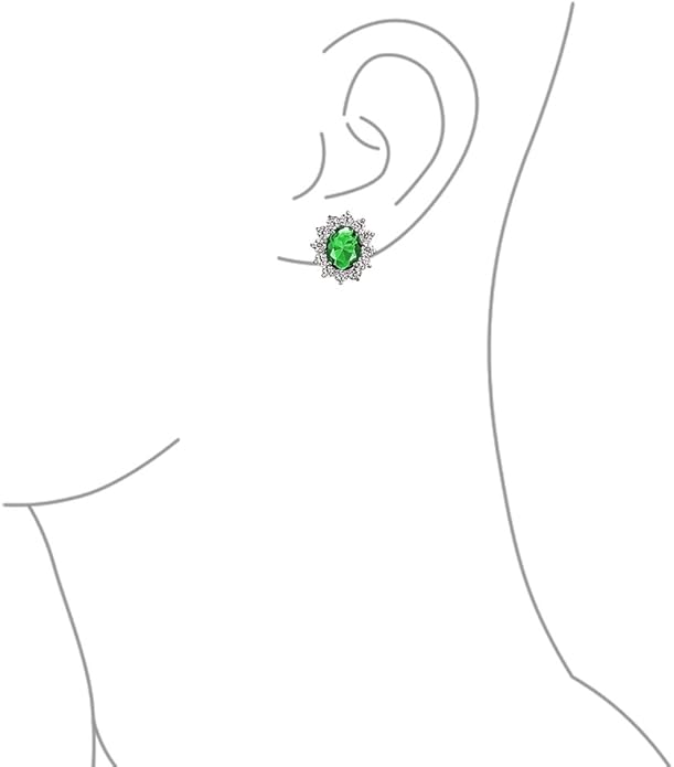 Traditional Classic Bridal Simulated Gemstones Cubic Zirconia AAA CZ Halo Crown Oval Stud Clip On Earrings For Women Wedding Non Pierced Ears Rose Gold Silver Plated