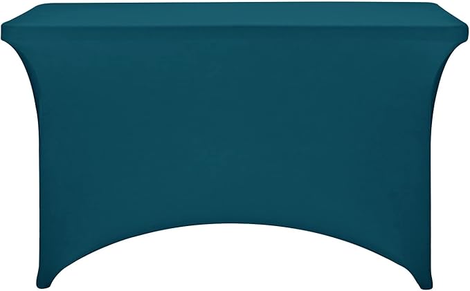 FORLIFE 2Pack Spandex Table Covers，Fitted Tablecloth for Rectangular Tables, Stretch Patio Table Covers, Universal Spandex Table Cover for Wedding, Banquet, Party (4ft, Peacock)