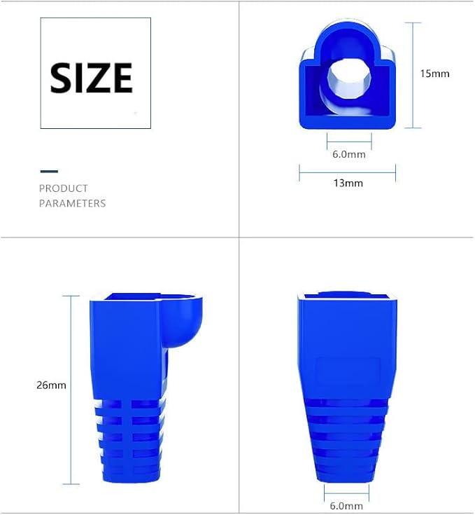 50 Pcs Cat5 Cat5E Cat6 Strain Relief Boot, RJ45 Plug Connector Cover Modular Network Plug Connector Cap Cable Connector Boots, Orange