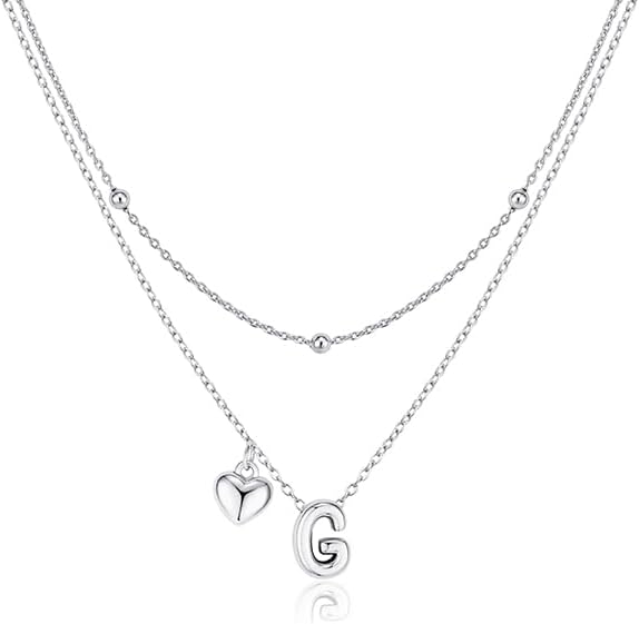 adoyi Valentines Day Gifts for Women Hers Dainty 14K Gold Plated Heart Initial Necklaces Layered Letter A-Z Pendant Necklace Stack Trendy Jewelry Birthday Valentines Day Gifts for Women Jewelry
