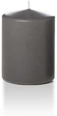 yummi 2.25" x 3" Gray Slim Round Pillar Candles - 4 per Pack