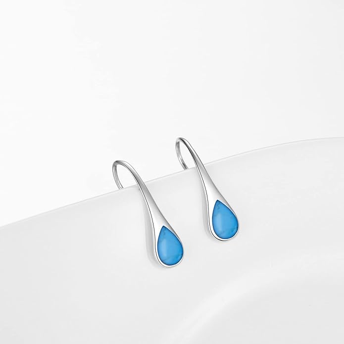 925 Sterling Silver Small Pear-Shaped Modern Style Hook Earrings with Crystals from Austria