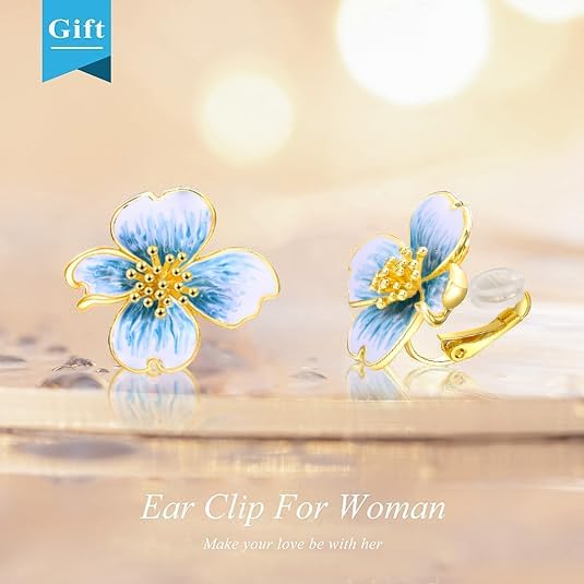 Clip on Earrings Women, 14K Gold Plated Earrings for Sensitive Ears, Fashion Women's Earrings Jewelry Birthday Gift for Wife Grandma Daughter Girls on Christmas Thanksgiving