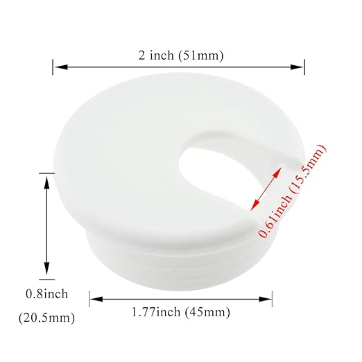 HAHIYO 2Pcs 1.77Inch/45mm White ABS Plastic U-Shaped Desk Grommet Wire Grommet Cable Management Cord Hole Cover Desk Wire Hole Insert Wire Organizer for Computer Office Home School Equipment Systems