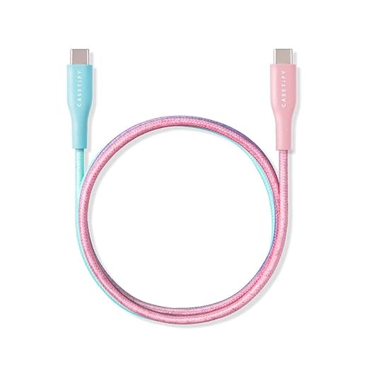 CASETiFY Powerthru USB-C to USB-C Cable (1m/3.3ft) - Cotton Candy
