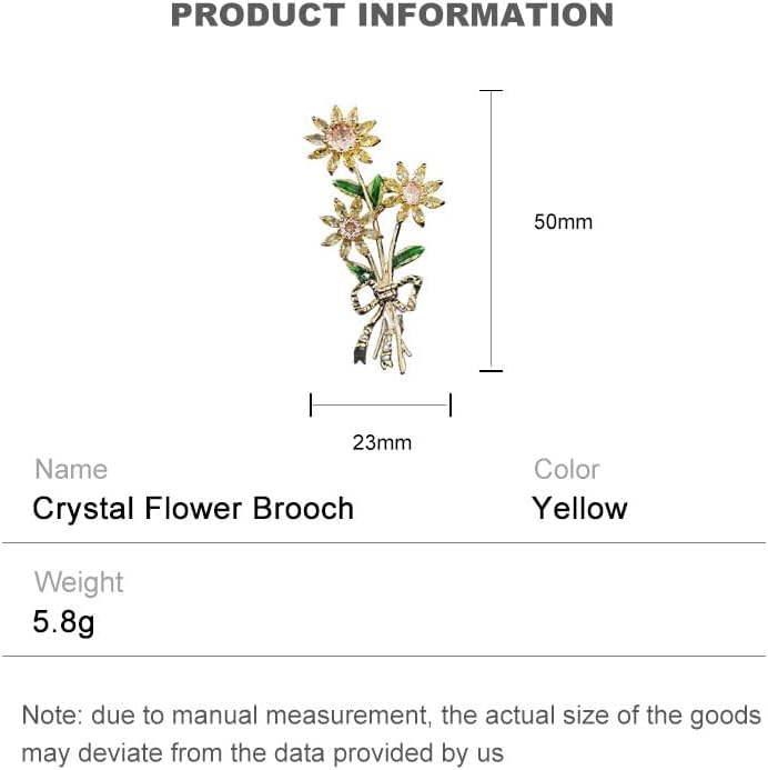 14K Gold Daisy Brooch with Crystal Inlay - Bright Bouquet Flower Crystal Brooch,Ideal Gift for Her on Special Occasions