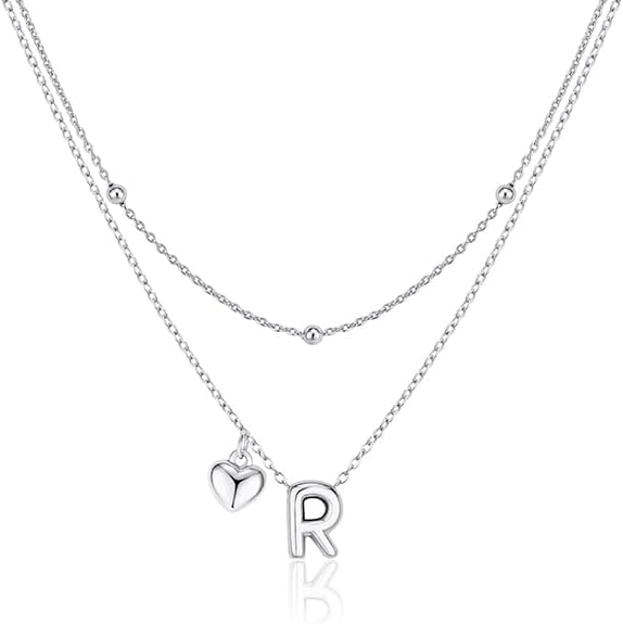 adoyi Valentines Day Gifts for Women Hers Dainty 14K Gold Plated Heart Initial Necklaces Layered Letter A-Z Pendant Necklace Stack Trendy Jewelry Birthday Valentines Day Gifts for Women Jewelry