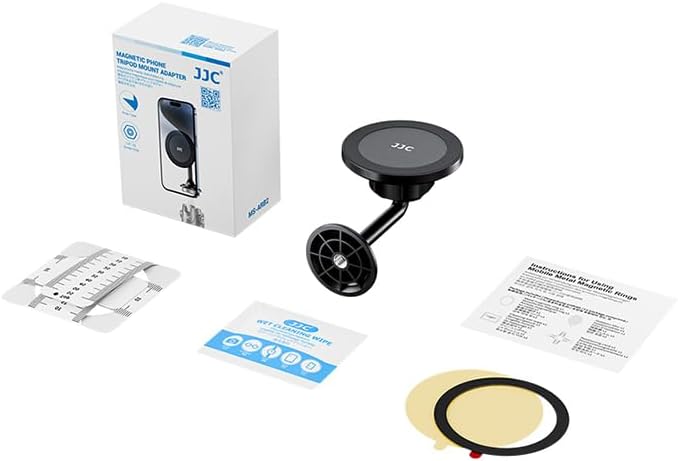 Magnetic Phone Tripod Mount Adapter with Arca Base&1/4" Screw Hole Compatible with MagSafe, 60° Tilt iPhone Tripod Holder for iPhone 17 16 15 14 13 12 Pro Max Plus, Selfie Stick Tripod Arca Ball Head