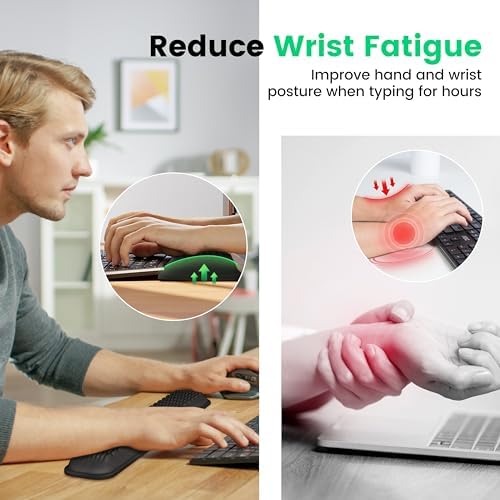 MEKASS Ergonomic Wrist Rest for Keyboard and Mouse, Soft Memory Foam Keyboard Wrist Rest Set with Non-Slip Silicone Base, Easy Typing, Pain Relief, Comfort for Office, Work, Gaming (White)