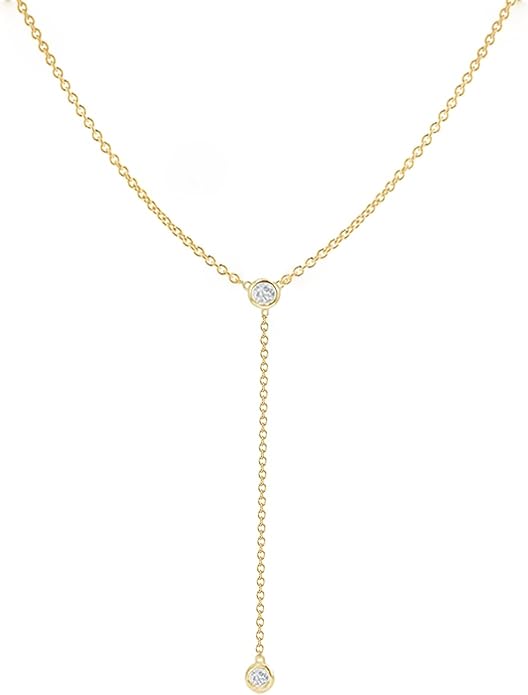 Gold Necklace for Women, Dainty Gold Long Necklaces 14k Gold Plated Prom Lariat Necklace Cute Choker Necklaces for Women Trendy Stuff Fashion Costume Gold Accessories Christmas Jewelry Gifts