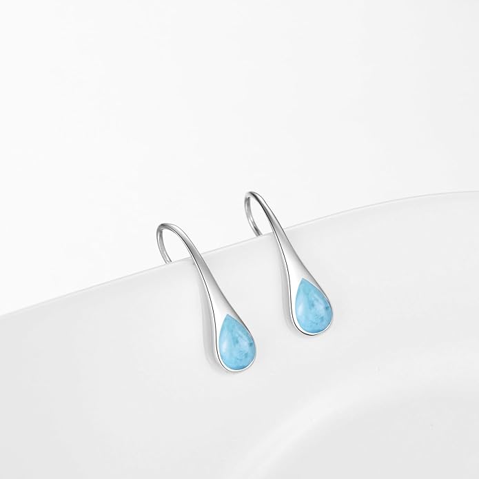 925 Sterling Silver Small Pear-Shaped Modern Style Hook Earrings with Crystals from Austria