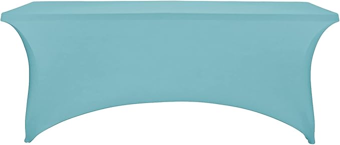 FORLIFE Spandex Table Cover - Fitted Rectangular Tablecloth, 6ft, Stretch Patio Cover, Universal for Wedding, Banquet, Party (Aqua)