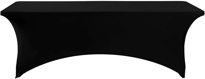 FORLIFE 4Pack Spandex Table Covers，Fitted Tablecloth for Rectangular Tables, Stretch Patio Table Covers, Universal Spandex Table Cover for Wedding, Banquet, Party (8ft, Black)