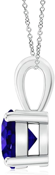 Angara Natural Tanzanite Solitaire Pendant for Women | Round Tanzanite Solitaire Pendant Necklace in 14K Solid Gold/Silver/Platinum With 18" Chain | December Birthday, Gemstone Jewelry Gift