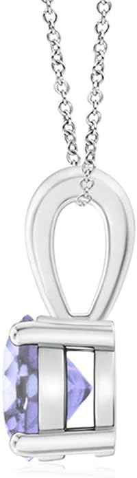 Angara Natural Tanzanite Solitaire Pendant for Women | Round Tanzanite Solitaire Pendant Necklace in 14K Solid Gold/Silver/Platinum With 18" Chain | December Birthday, Gemstone Jewelry Gift